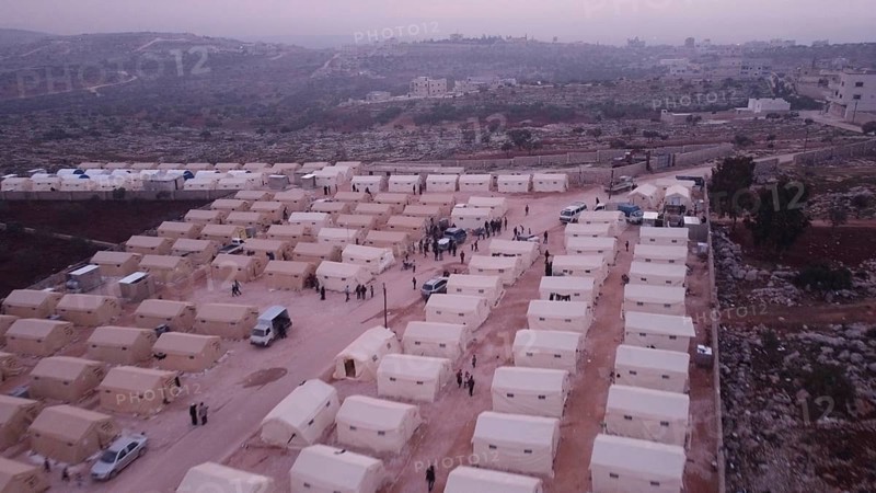 A general view of temporary camps and shelters set up for people displaced by the earthquake that struck Turkey and Syria, killing tens of thousands. Aleppo, Syria – Feb 6, 2023, aleppo, syria