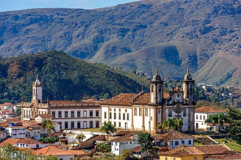 Historic city of Ouro Preto among the mountains of the state of Minas Gerais, Ouro Preto, Minas Gerais, Brazil