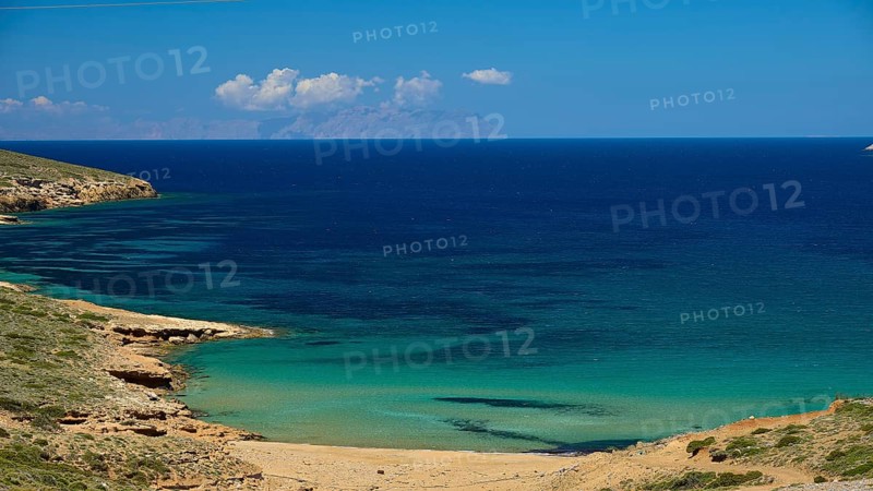 Bay of Vai, Secluded beach with turquoise blue water and rocky coastline, Analipsi, Maltezana, Astypalea, Astipalea, Astipaleia, Dodecanese, Greek Islands, Greece