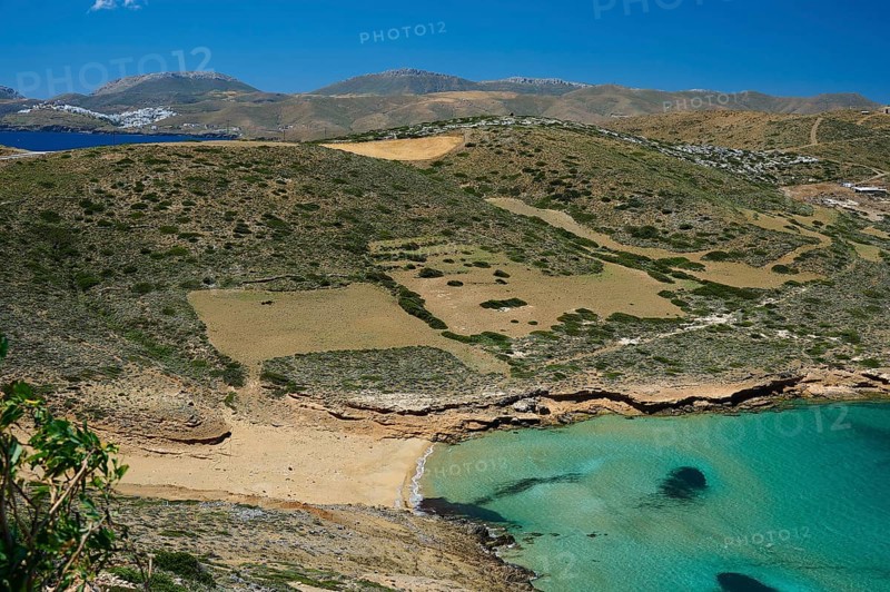 Bay of Vai, An isolated beach in a bay surrounded by green hills, Analipsi, Maltezana, Astypalea, Astipalea, Astipaleia, Dodecanese, Greek Islands, Greece