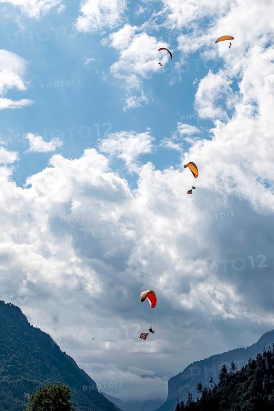 Paragliders in the sky, Interlaken, Switzerland