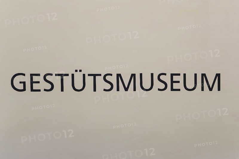 Stud Museum at the Lauterquelle, lettering on the façade, letters, Offenhausen, municipality of Gomadingen, Swabian Alb, Baden-Württemberg, Germany