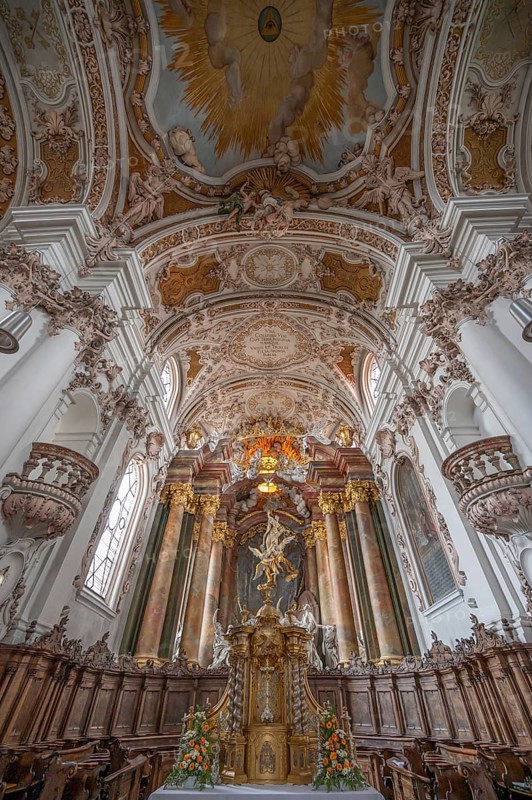 Chancel with the Assumption of the Virgin Mary, a work designed by Egid Quirin Asam between 1717 and 1723, Abbey Church of the Assumption of the Virgin Mary, Rohr, Lower Bavaria, Germany
