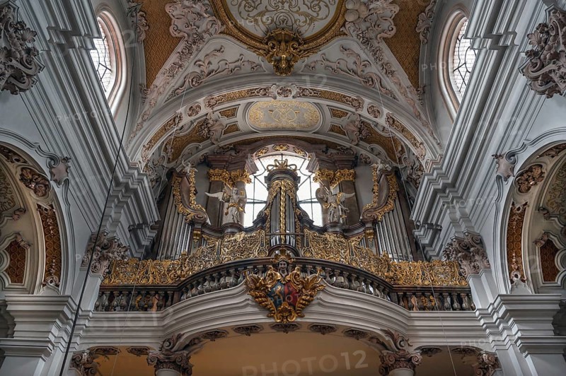 Organ loft, organ was built in 1725, Abbey Church of the Assumption of the Virgin Mary, Rohr, Lower Bavaria, Germany