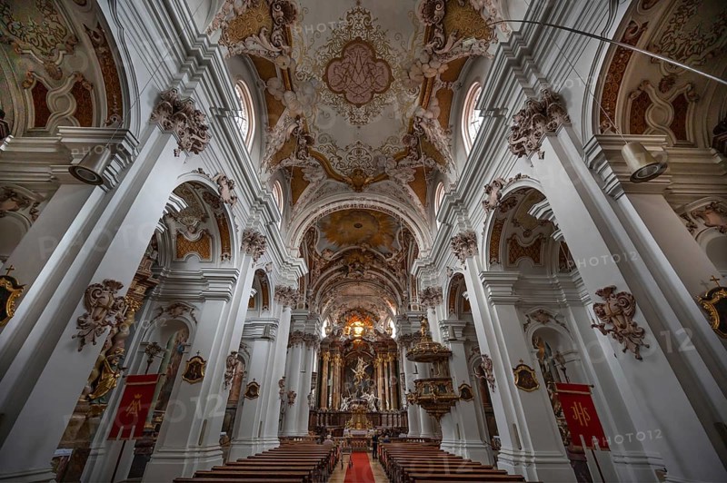 Interior of the abbey church created by the Asam brothers, Assumption of the Virgin Mary, built between 1717 and 1723, Rohr, Lower Bavaria, Germany