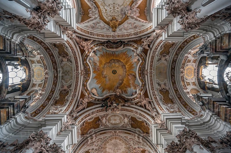 Dome vault and frescoes of the Abbey Church of the Assumption of the Virgin Mary, created by the Asam brothers between 1717 and 1723, Rohr, Lower Bavaria, Germany