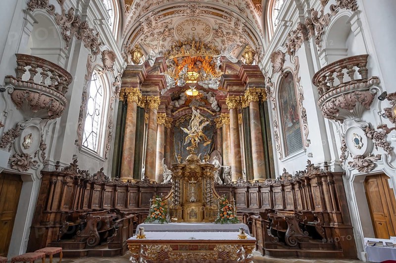 Choir room with the Assumption of Mary, a work designed by Egid Quirin Asam between 1717 and 1723, Abbey Church of the Assumption of the Virgin Mary, Rohr, Lower Bavaria, Germany
