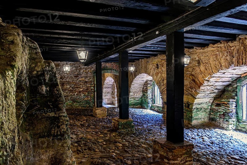 Interior of an antique slave quarters in the basement of an old house in the historic city of Ouro Preto in Minas Gerais, Ouro Preto, Minas Gerais, Brazil