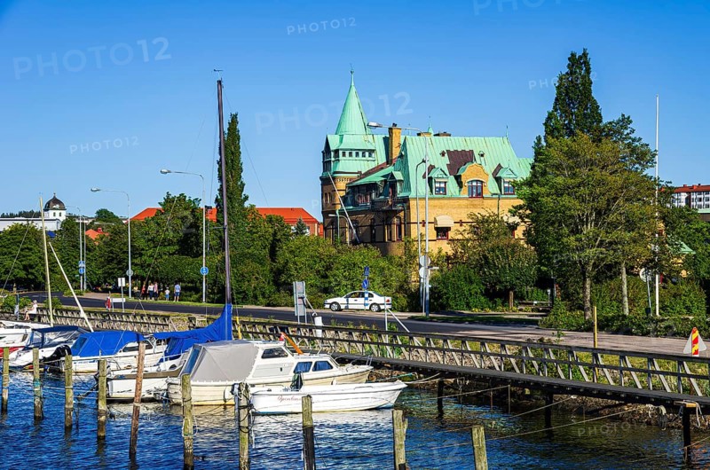 Architectural structures and picturesque maritime ambience at the guest harbour in Uddevalla, Bohuslän, Västra Götalands län, Sweden