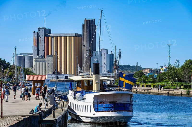 The MS Sunningen, an archipelago boat, docks in the guest harbour of Uddevalla, Bohuslän, Västra Götalands län, Sweden, for editorial use only