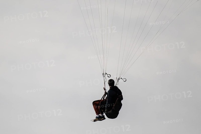 Paraglider or paraglider, Silhouette, near Hvide Sande, North Sea, Denmark