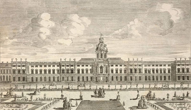 Royal Palace in Charlottenburg, garden side, Germany, around 1880, digitally restored reproduction of a 19th century illustration, historical, exact date unknown