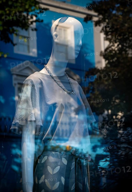 Mannequin, reflection in shop window, Portobello Road, Notting Hill, London, England, Great Britain