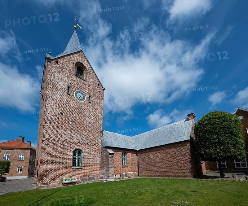14th century church with tapering tower, Old Town, Ringkøbing, Ringkøbing Fjord, Denmark