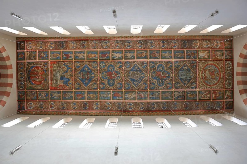 Ceiling of the Ottonian UNESCO St Michael's Church, interior view, view upwards, view, arts and crafts, decorations, wall painting, St Mary's Cathedral, Hildesheim, Lower Saxony, Germany