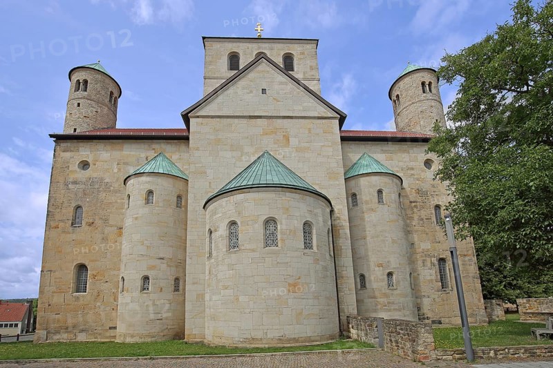 Side view of the UNESCO Ottonian St Michael's Church, St Mary's Cathedral, Hildesheim, Lower Saxony, Germany