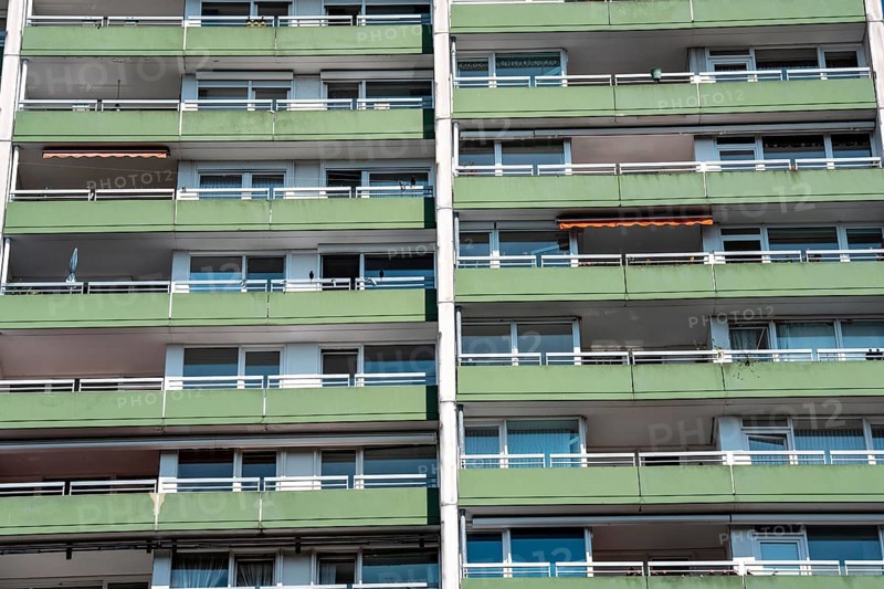 Residential tower block, in Essen-Steele, tallest residential building in the city, over 130 flats on 20 floors, 70 metres high, North Rhine-Westphalia, Germany