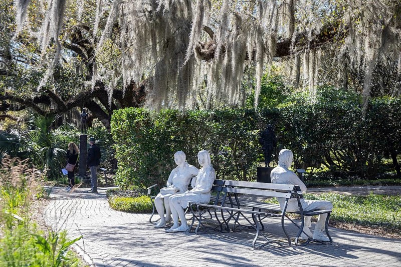 New Orleans, Louisiana - The sculpture garden at the New Orleans Museum of Art in City Park. Three Figures and Four Benches is by George Segal