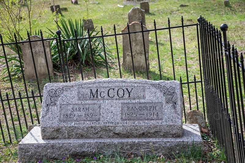 Pikeville, Kentucky - The grave of Randolph McCoy and his wife (and first cousin) Sarah. Randolph in the Dils Cemetery. McCoy was the leader of the McCoy clan during the Hatfield-McCoy feud in the late 19th century
