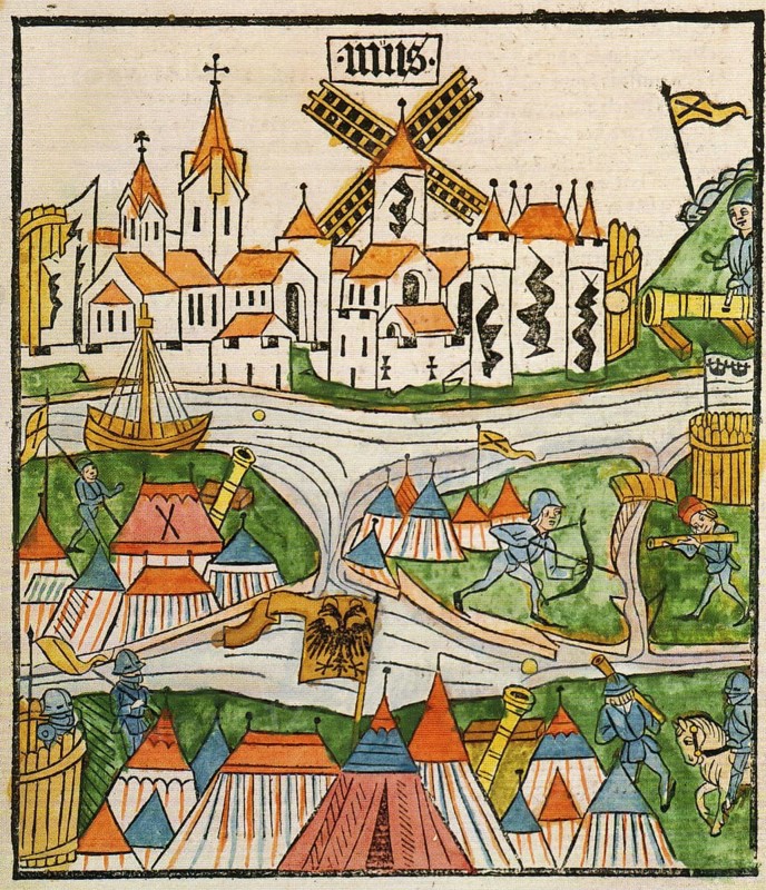 The siege of Neuss lasted from 29 July 1474 to the end of May 1475 and was a central part of the Cologne Collegiate Feud and the Burgundian Wars, North Rhine-Westphalia, Germany, Historical, digitally restored reproduction from a 19th century original, Record date not stated
