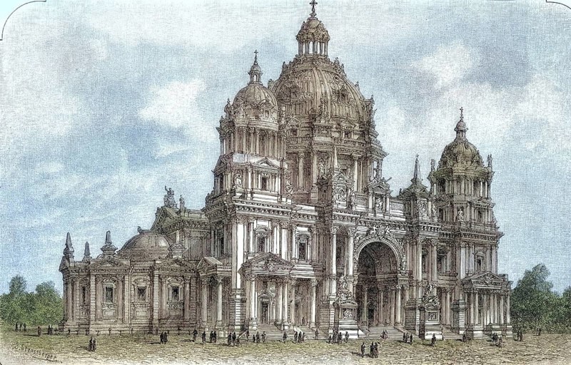 The new construction of Berlin Cathedral according to the plan by Julius Raschdorff, 1895, Germany