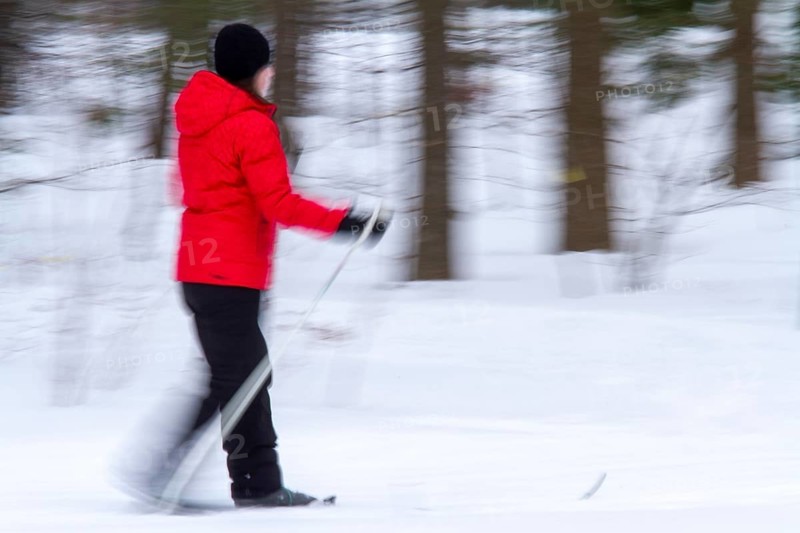 Person skiing, Slow motion image, City of Montreal, Province of Quebec, Canada, North America
