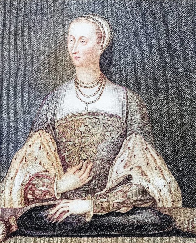 Mary of Guise, 1515 to 1560, Queen of Scots as second wife of King James V and mother of Mary, Queen of Scots. From Iconographia Scotica or Portraits of Famous Personages of Scotland, published in 1797, digitally restored reproduction of a 19th century original (coloured), historical, exact date unknown