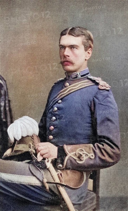 Lord Kitchener as a young officer of the Royal Engineers. Field Marshal Horatio Herbert Kitchener, 1st Earl Kitchener, 1850 to 1916, British field marshal. From Field Marshal Lord Kitchener, his life and work for the Empire, published in 1916, digitally restored reproduction of a 19th century original (coloured), historical, exact date unknown