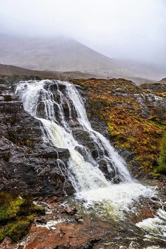 Glencoe Waterfall, Glencoe Valley, Argyll, Scotland, United Kingdom