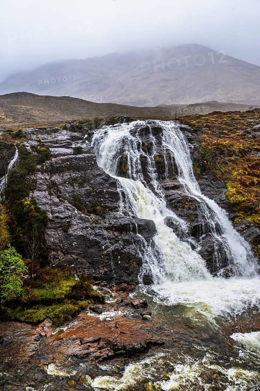 Glencoe Waterfall, Glencoe Valley, Argyll, Scotland, United Kingdom