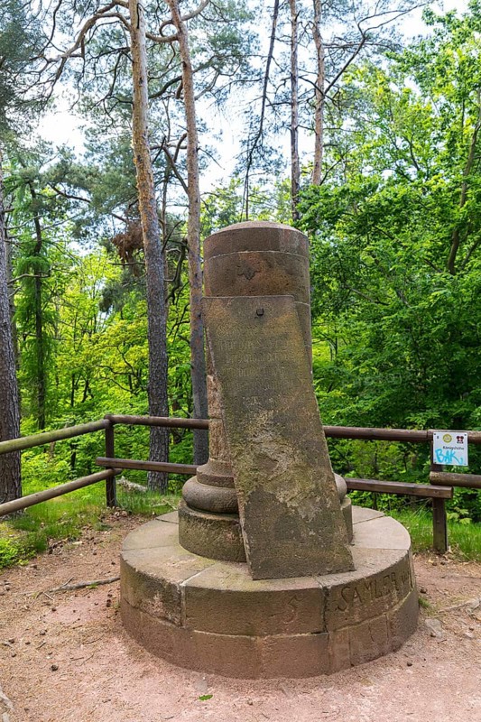 Porphyry monument to Saxon King Friedrich August I on the Königshöhe on Rochlitz Hill, porphyry nature trail, Rochlitz, Saxony, Germany