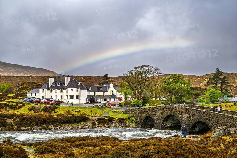 Rainbow over Sligachan Old Bridge, Isle of Skye, Scotland, UK