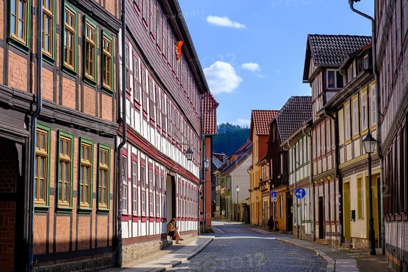 Kochstraße, half-timbered houses, Wernigerode, Harz, Saxony-Anhalt, Germany