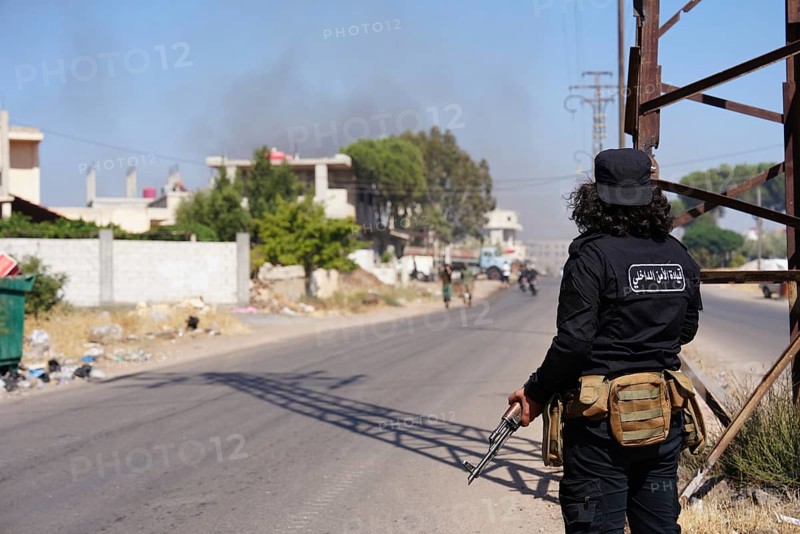 Syrian army military vehicles were destroyed as a result of Israeli airstrikes in Sweida city