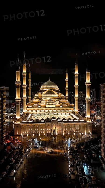 Large Muslim Mosque at night