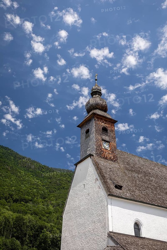 St George's Church in Nonn, Bad Reichenhall. Blue and white sky with a few clouds