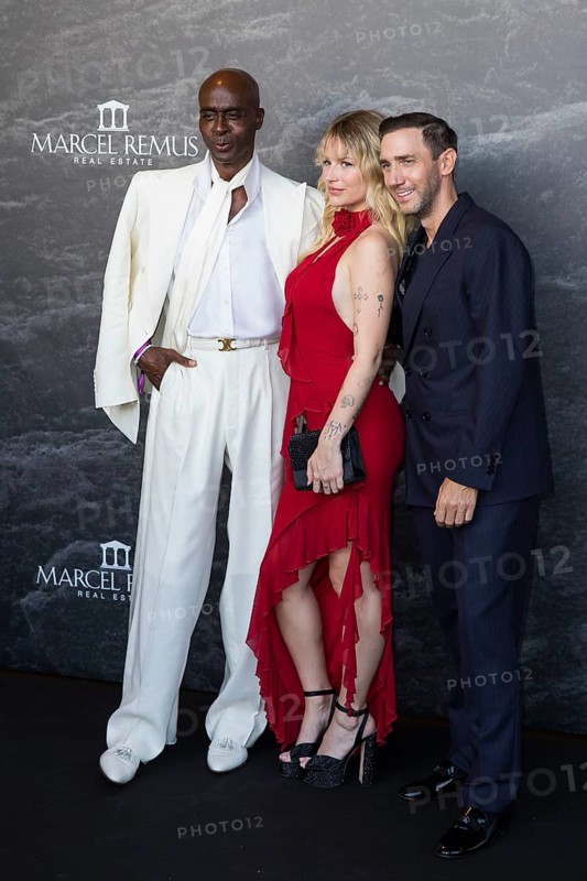 Bruce Darnell, Lottie Moss and Marcel Remus at the Remus Lifestyle Night on the roof terrace of the Pure Salt Hotel in El Toro, Magaluf, Majorca, Spain on 31/07/2025