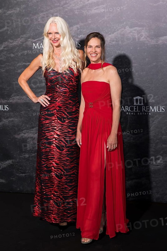 Claire Farwell and Hilary Swank at the Remus Lifestyle Night on the rooftop terrace of the Pure Salt Hotel in El Toro, Magaluf, Majorca, Spain on 31/07/2025