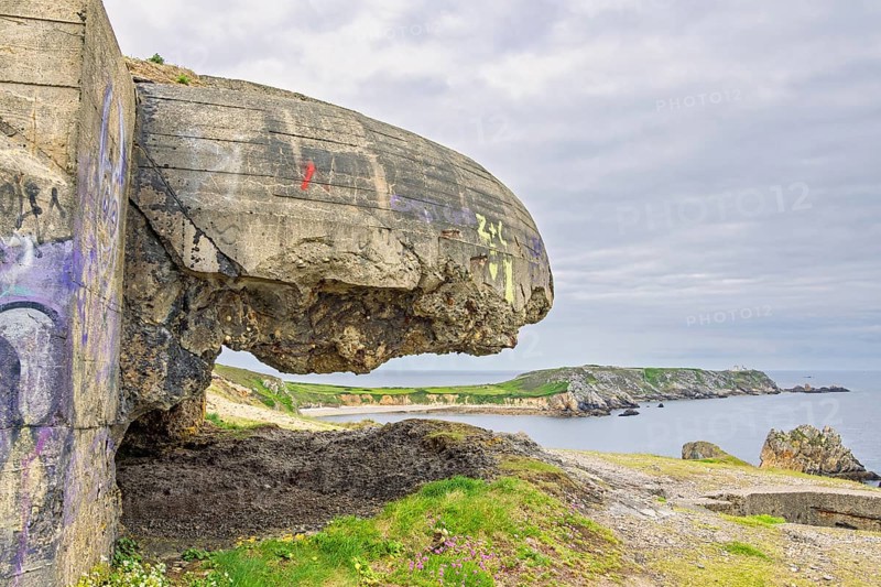 Old German bunker that was part of the Atlantic Wall during World War II on the French coast, Crozon peninsula, Bretagne, France