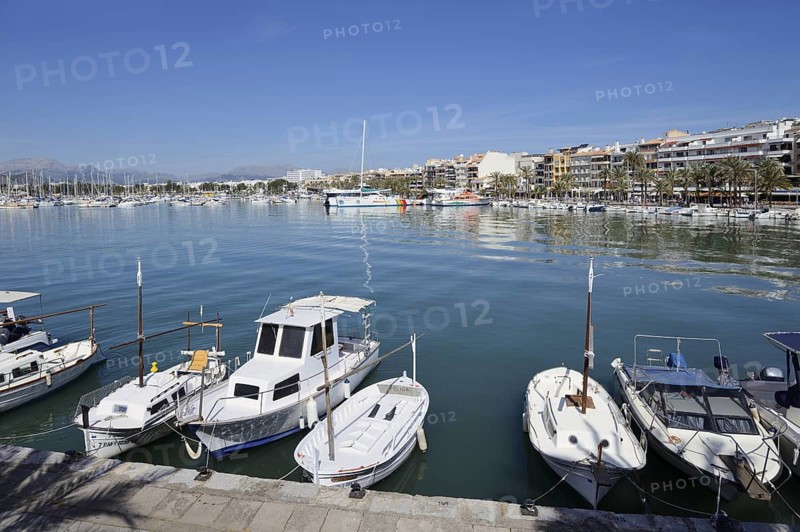 Boats in the harbour, Port d'Alcudia, Majorca, Balearic Islands, Spain
