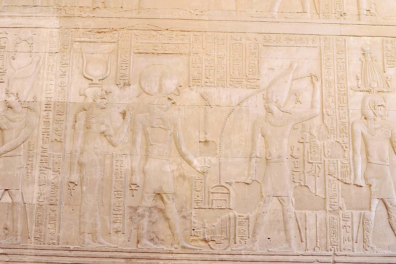 Relief on the double temple of Kom Ombo, Kom Ombo, Egypt