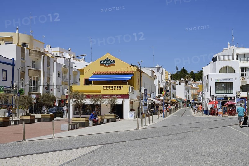Street with houses and shops, Carvoeiro, Algarve, Portugal