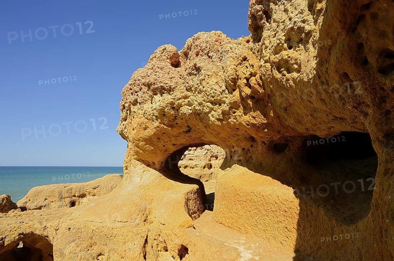 Rocky coast, Carvoeiro, Algarve, Portugal