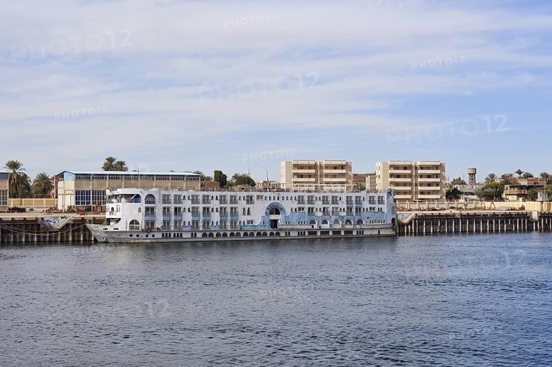 Nile cruise ship at jetty, Egypt