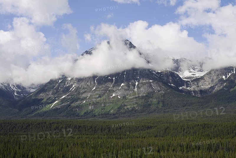 Mountain and clouds, Icefields Parkway, Jasper National Park, Alberta, Canada