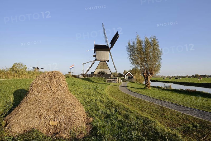 Historic windmill, UNESCO World Heritage Site, Kinderdijk, South Holland, Netherlands