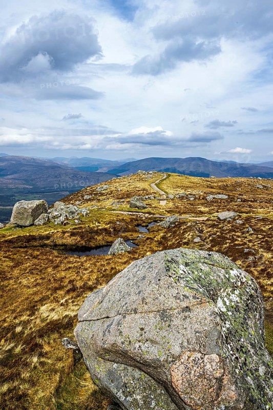 View from Nevis Range Mountains, Grampian Mountains, Fort William, Highland, Lochaber, Scotland, UK