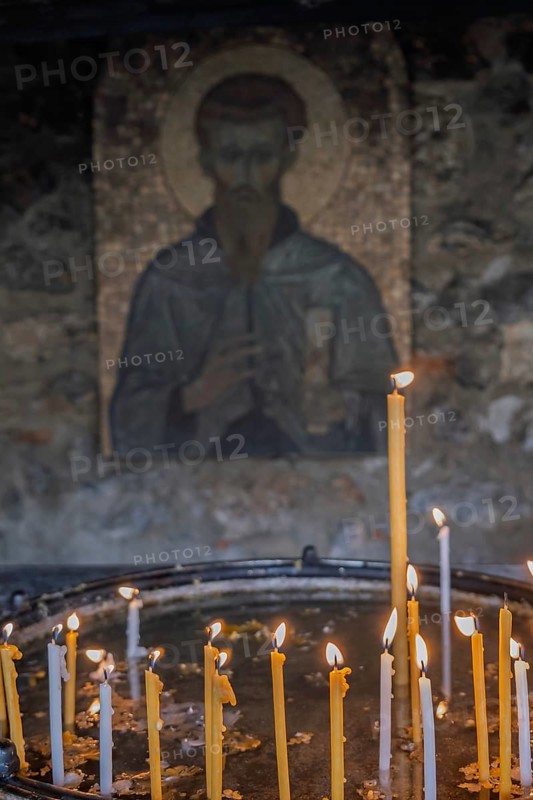 Sacrificial candles in a church, Balkans, North Macedonia