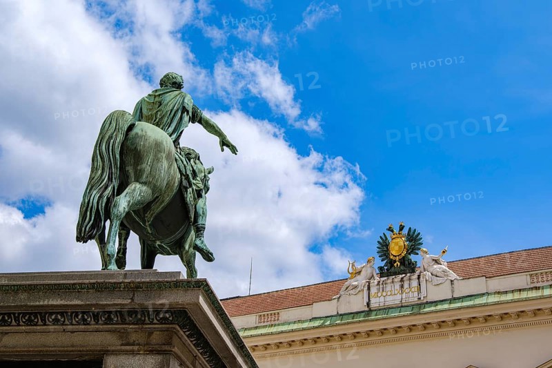 Emperor Joseph Monument in front of the Austrian National Library on Josefsplatz in the Vienna Hofburg Imperial Palace, Vienna, Austria