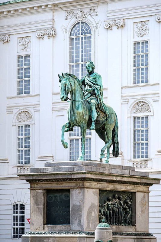 Emperor Joseph Monument in front of the Austrian National Library on Josefsplatz in the Vienna Hofburg Imperial Palace, Vienna, Austria